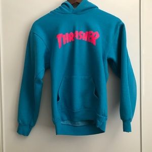 thrasher hoodie pink and blue
